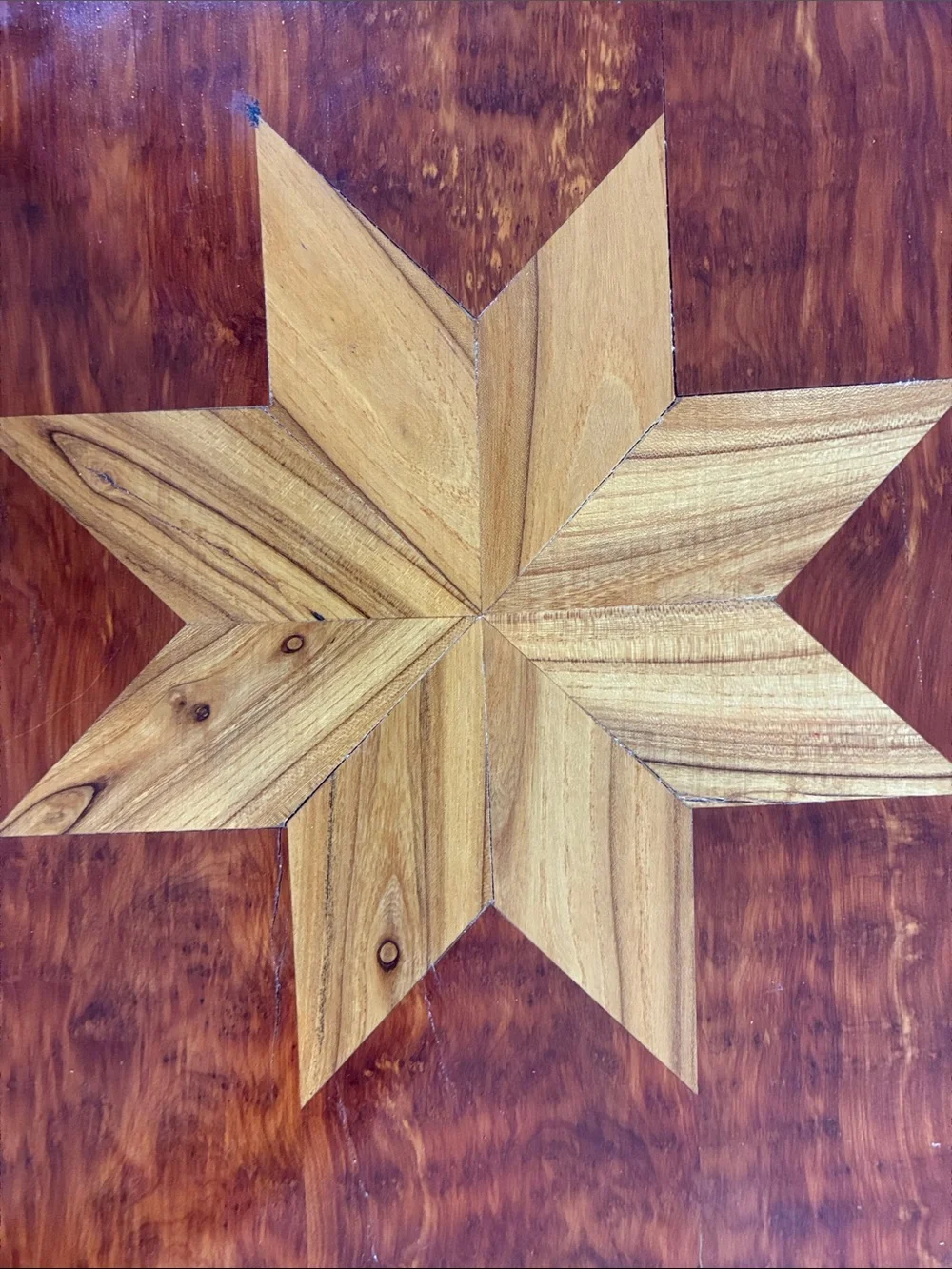 Handmade Wooden Jewelry/Storage Box with Inlaid Star 14x9.5x7